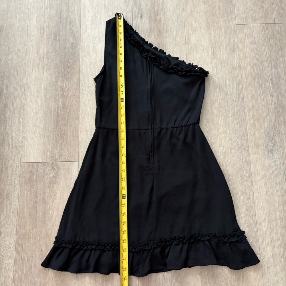 Trixxi Womens Dress Small Black Ruffles One Shoulder Midi Length Minimalist - Picture 8 of 10